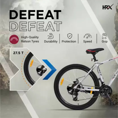 HRX XTRM MTB 500 85% Assembled with Front Suspension 27.5 T Mountain Cycle (21 Gear, Grey) HRX XTRM MTB 500 85% Assembled with Front Suspension 27.5 T Mountain Cycle (21 Gear, Grey)